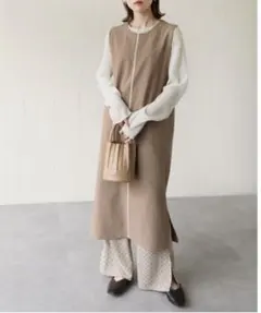 パイピングリネンライクロングベストのサムネイル