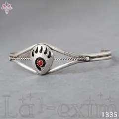 コーラル 珊瑚 インディアンジュエリー 銀 シルバー ベアパウ 熊の手 バングル