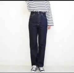 GU ハイウエストストレートジーンズ S ダークブルー