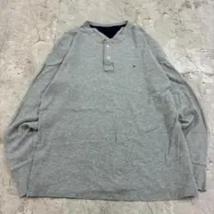 ぷ*迎様 トミーヒルフィガー　ワンポイント　ヘンリーネック　長袖Tシャツ　古着