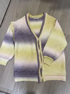 イエロー・パープルグラデーションニットカーディガン　RETOROGIRL