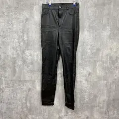 ZARA フェイクレザー スキニーパンツ S 黒 裾ジップ 裏起毛 ストレッチのサムネイル