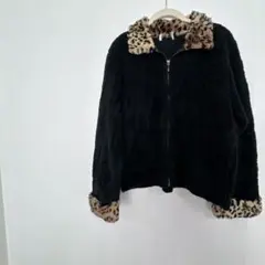 一点物✨️ ボアジャケット ヒョウ柄 レディース アウター ブラック 黒 冬
