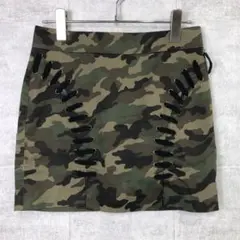 Y2K 平成ギャルFOREVER 21 迷彩柄 レースアップ タイトスカート Sのサムネイル