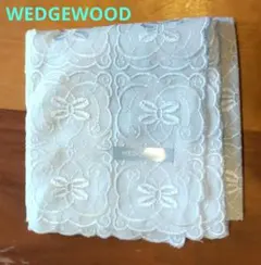 WEDGWOOD 刺繍入りハンカチ ライトブルー