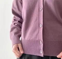 UNIQLO Vネックカーディガン くすみ紫よりピンクXL