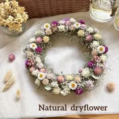 ＊Natural＊千日紅のピンクリース 母の日☆ドライフラワーリース