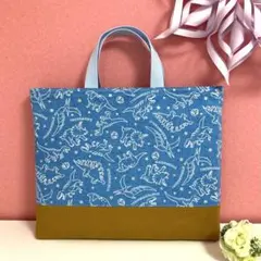 レッスンバッグ◯水色恐竜キルティング◯ハンドメイド　男の子