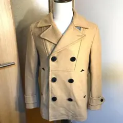 メンズ【美品 DIESEL ディーゼル】ベージュ S 厚手 毛 ピーコート 黒釦