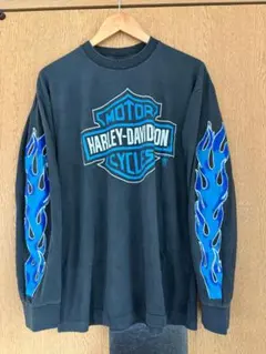 90s ハーレーダビッドソン ロンT USA製 ブルーフレイム 両面プリント 90s ハーレーダビッドソン ロンT USA製 ブルーフレイム 両面プリント
