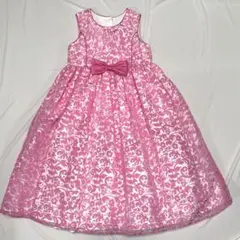 ピンク花柄ドレス リボン付き120〜130㎝