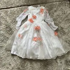子供用Disney 花柄刺繍ドレス 120