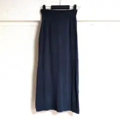 【ユニクロ UNIQLO】マメクロゴウチ ネイビー 3DリブロングスカートM/L
