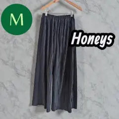 Honeys　Mサイズ　ブラック　プリーツパンツ　スリット　裏地あり