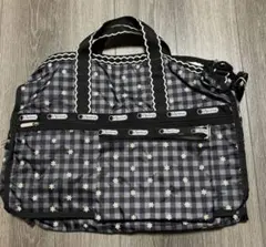 LeSportsac チェック花柄ボストン ビッグサイズ