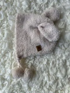 petit main ベビー帽子 46 ウサギ耳 ベージュ