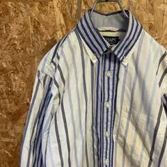 AE9827 CHAPS ボタンダウン 長袖シャツ ホワイト ストライプ メンズ