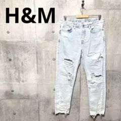 H&M レディース ボーイフレンドダメージデニム ダメージジーンズ w30