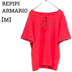 ★レピピアルマリオ レディース【M】半袖カットソー♡綿100% 袖文字♡赤
