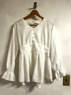 ハイウエスト ペプラム ブラウス Ray BEAMS ビームス