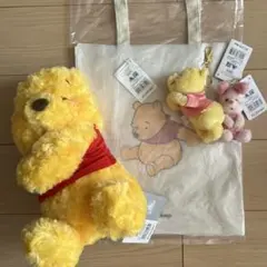 くまのプーさん ぬいぐるみ、キーチェーン、トートバッグセット