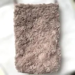スマホポーチ　ハンドメイド　ボア・ピンク ローズ柄