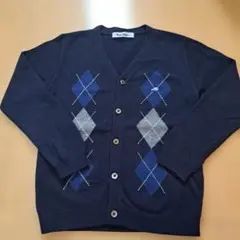 familiar☆ カーディガン 130 ネイビー アーガイル