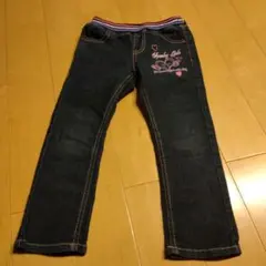 ダークブルー ハート刺繍 ボトムス 100cm