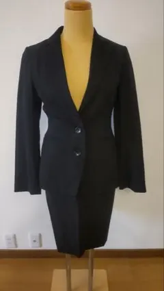 【美品】PERSON'S スーツセットアップ ブラック ストライプ