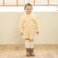 【petit main】お花モチーフカーデセットアップ【プティマイン】 Mサイズ