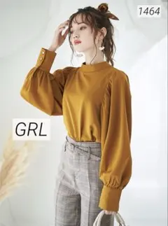 1464 GRL グレイル ハイネックボリュームスリーブブラウス