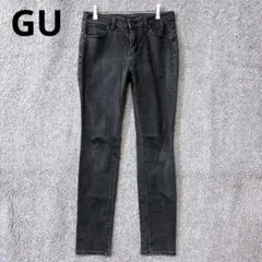 3418 ジーユー GU スキニーデニムパンツ ブラック コットン カジュアル