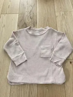 オーシャンアンドグラウンド　ワッフルロンT ベージュ　100㎝