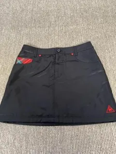 美品☆le coq sportif 中綿ゴルフスカート 黒 ポケットチェック柄