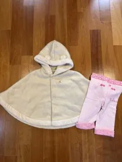 ミキハウス ポンチョ　ベージュ　70-90cm ボトムス90cm