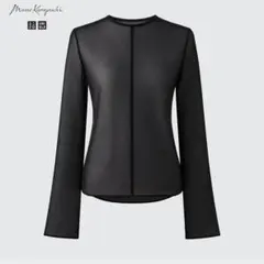 ユニクロマメクロゴウチ　シアークルーネックTシャツ（長袖）ブラック M