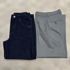 UNIQLO バギーカーブジーンズ　タックワイドパンツ