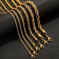 ロープチェーン 50cm 幅4mm ステンレス ゴールド ネックレス