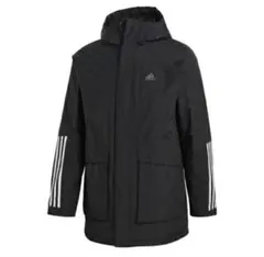 新品☆adidas 黒 ベンチコートミドル丈