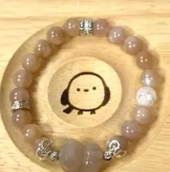 『D176』オレンジムーンストーン 猫パーツ デザインブレスレット