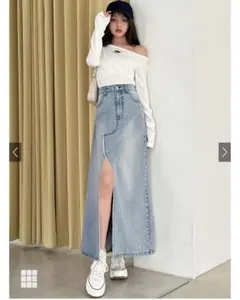 スリットフリンジデニムスカート［nh119］