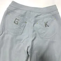 伊太利屋　薄いデニムパンツ ９号　水色　美品　ラメ　ストレッチ　春夏