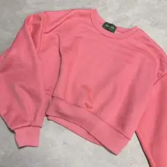ピンク クロップド スウェット トレーナーのサムネイル