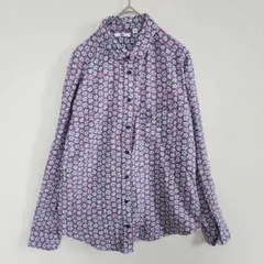 ユニクロ フランネルプリントシャツ M 長袖 レディース レーヨン 総柄 花柄