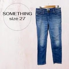 サムシング ネオジーン ストレッチデニム サイズ27 レディース Mブルー