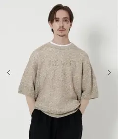 バスケット クルーネック ショートスリーブ ニット