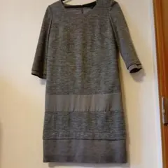 iＣＢ 七分袖 ウール素材　ワンピース　切り替え グレー　9号　ボックス