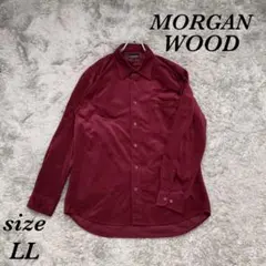 モルガンウッド (LL) 長袖シャツ ベロア調 無地 胸ポケット シンプル 秋色