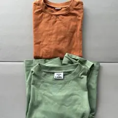 未使用【100cm半袖】袖フリルTシャツ 2枚セット（テラコッタ・グリーン）
