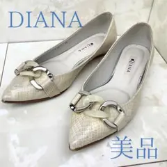 【美品✨】DIANAダイアナ マーブルチェーン アイボリー ローヒール パンプス